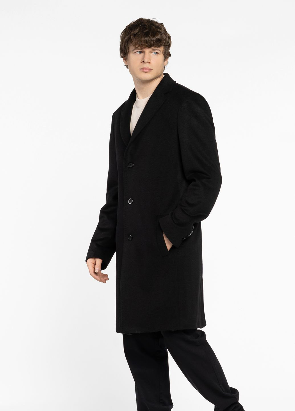 Черное зимнее Пальто мужское черное Arber