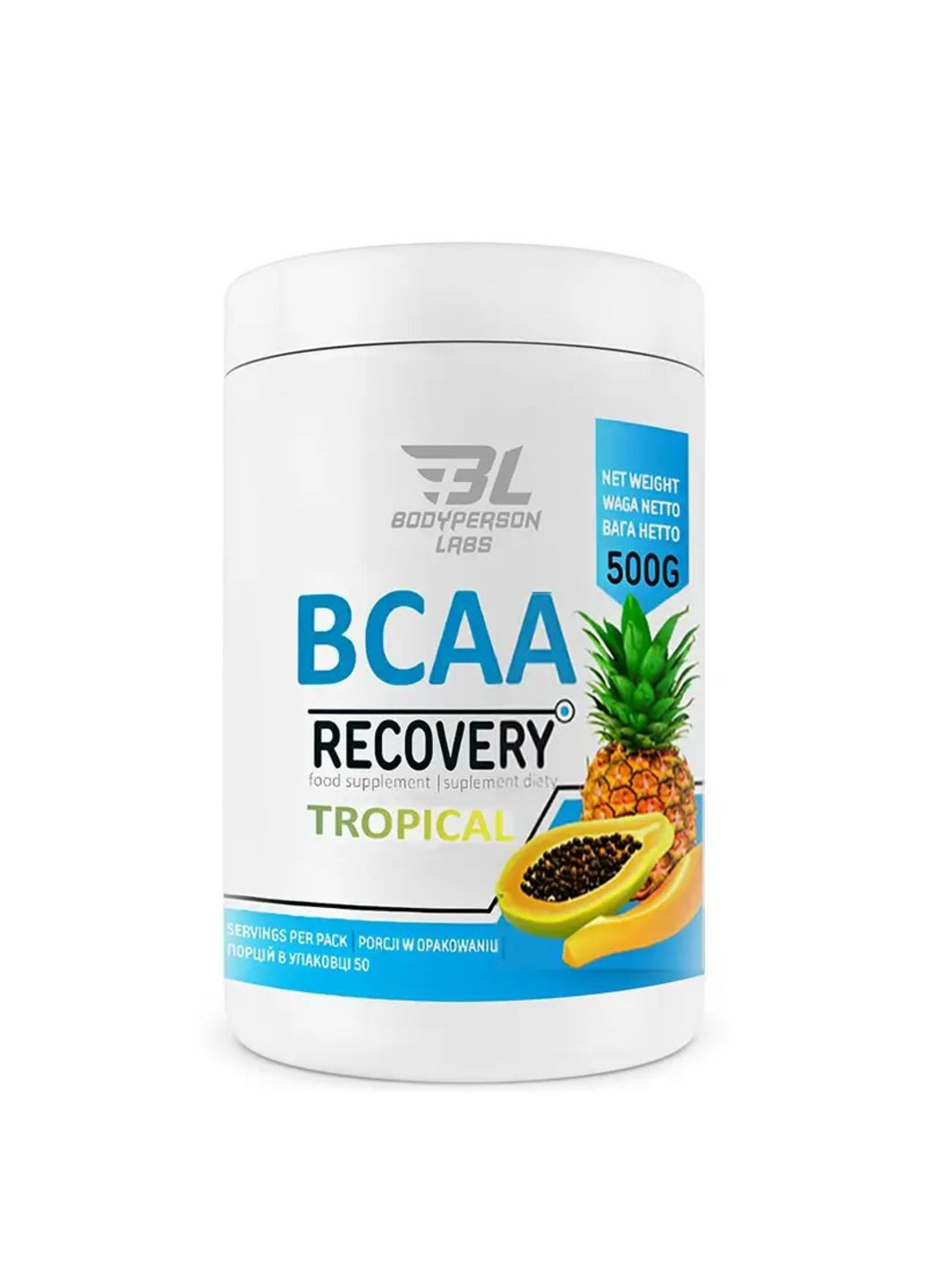 BCAA Recovery – 500g Tropical аминокислота для спортсменов Bodyperson Labs (284725600)