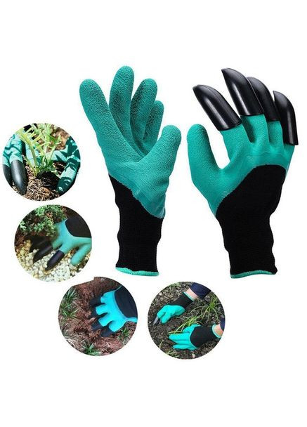 Садові рукавички водонепроникні з кігтями для розпушування Garden Genie Gloves No Brand (290840726)