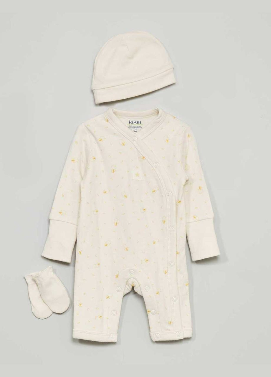 Молочный комплект одежды,молочный в желтые узоры, Kiabi