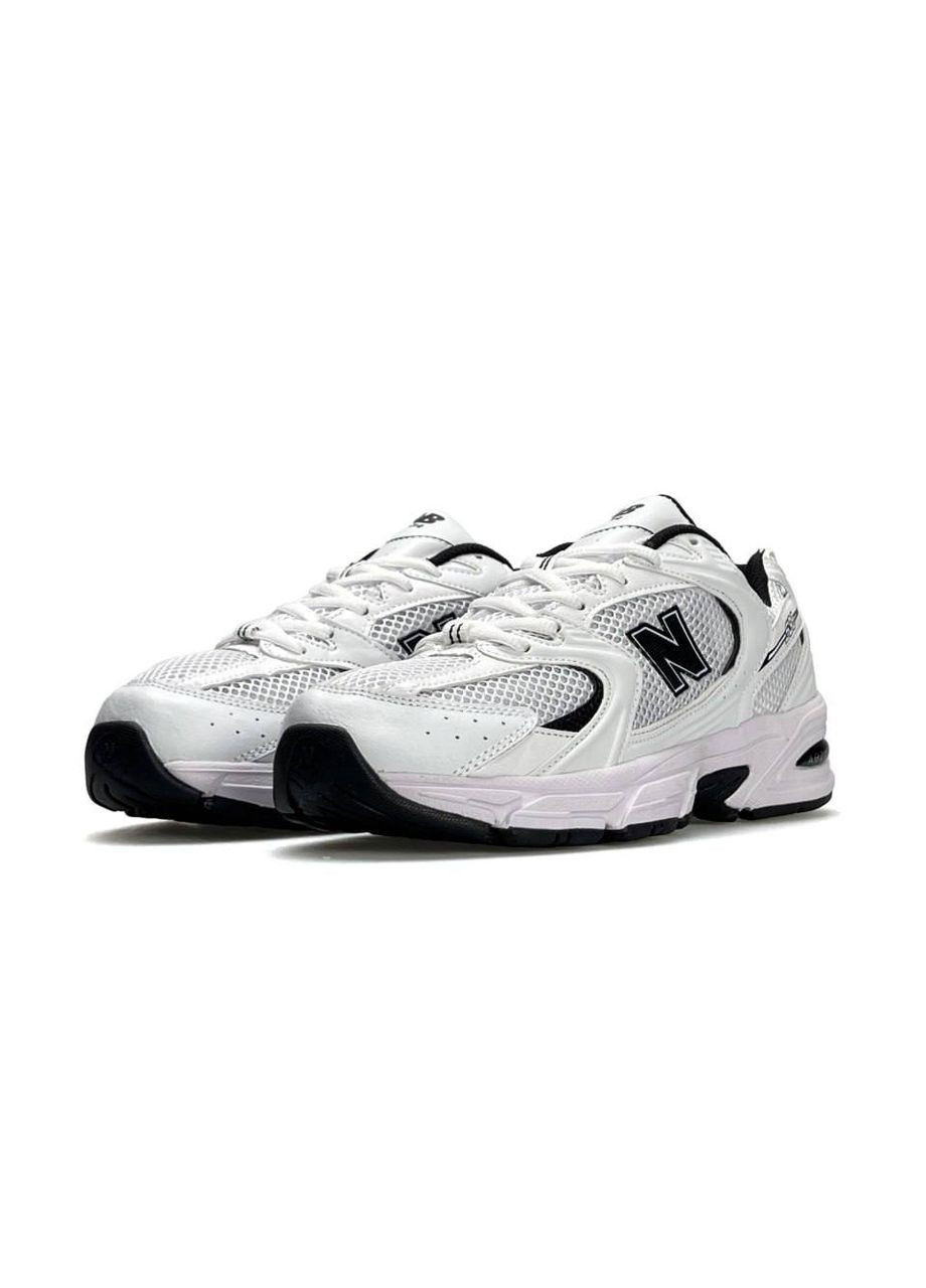 Белые демисезонные кроссовки мужские new balance white black No Brand 530 Premium