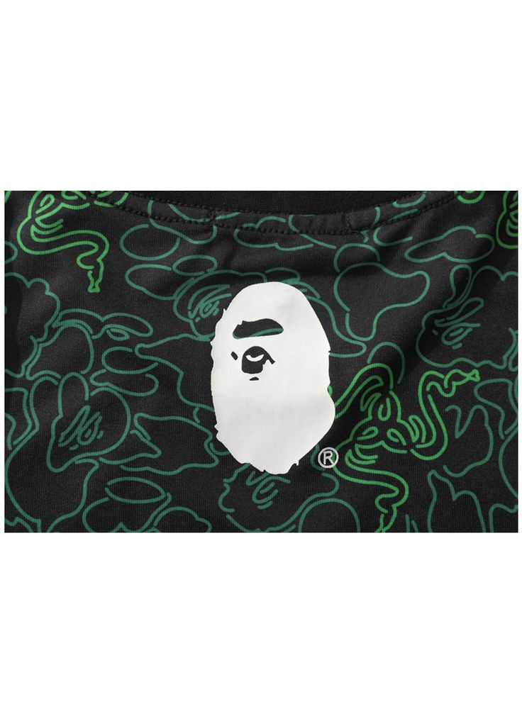 Зеленая футболка чёрно-зелёная Bape A Bathing Ape x Razer A Bathing Ape Neon Camo Team Tee Mens