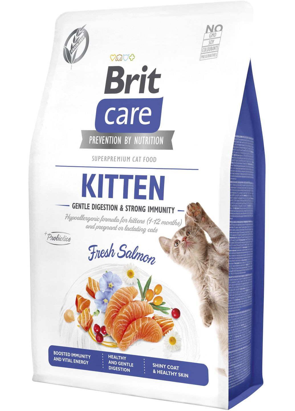 Сухой корм для кошек Cat GF Kitten Gentle Digestion Strong Immunity с лососем 2 кг (8595602565047) Brit Care (279561284)