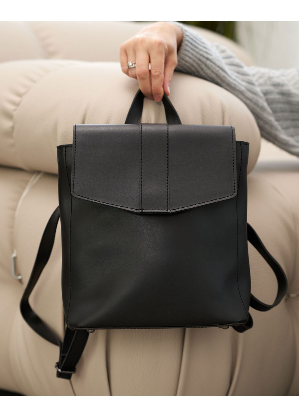 Жіночий рюкзак Клоді чорний екошкіра рюкзак молодіжний для повсякденного використання м'який рюкзак з блискавкою ProDobro (367266886)