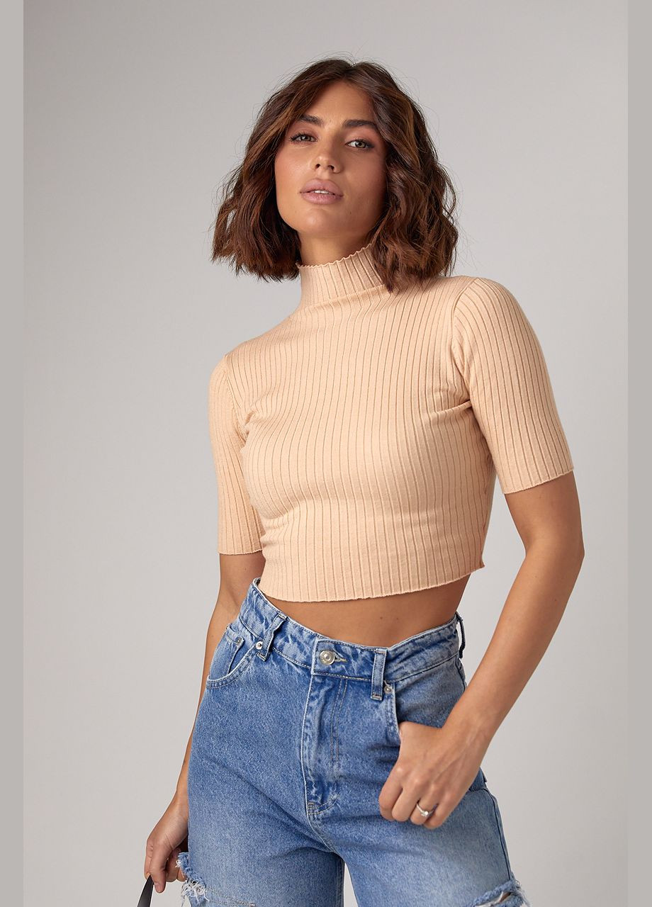 Женская укороченная водолазка с коротким рукавом 23116 Lurex - (299232484)