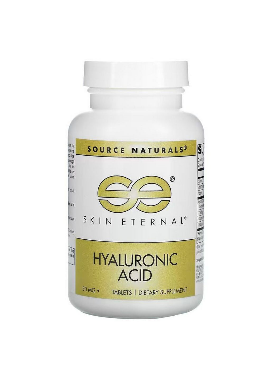 Препарат для суглобів та зв'язок Skin Eternal Hyaluronic Acid, 60 таблеток Source Naturals (293342839)