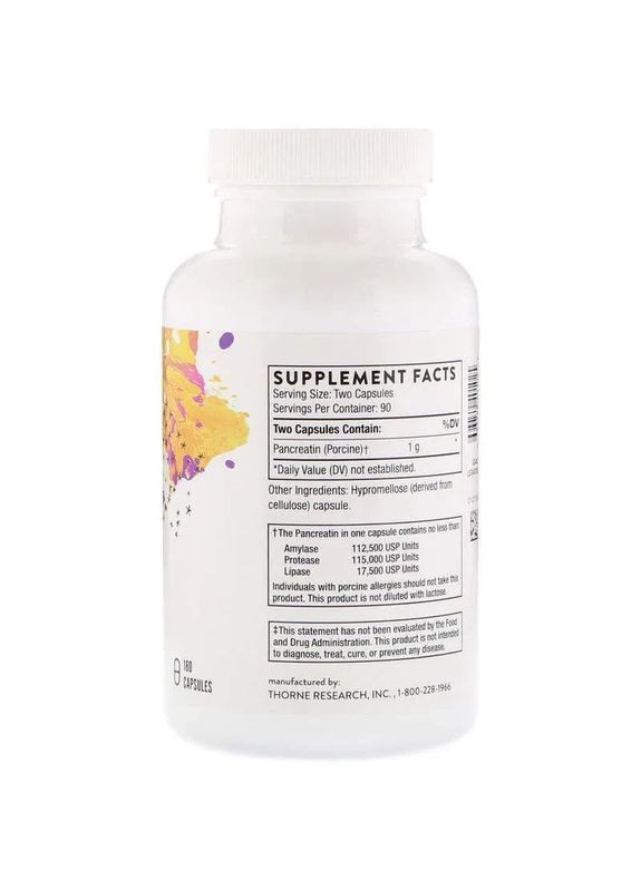 Панкреатин Dipan-9 Pancreatic Enzymes Thorne, 180 капсул Thorne Research (361118505)