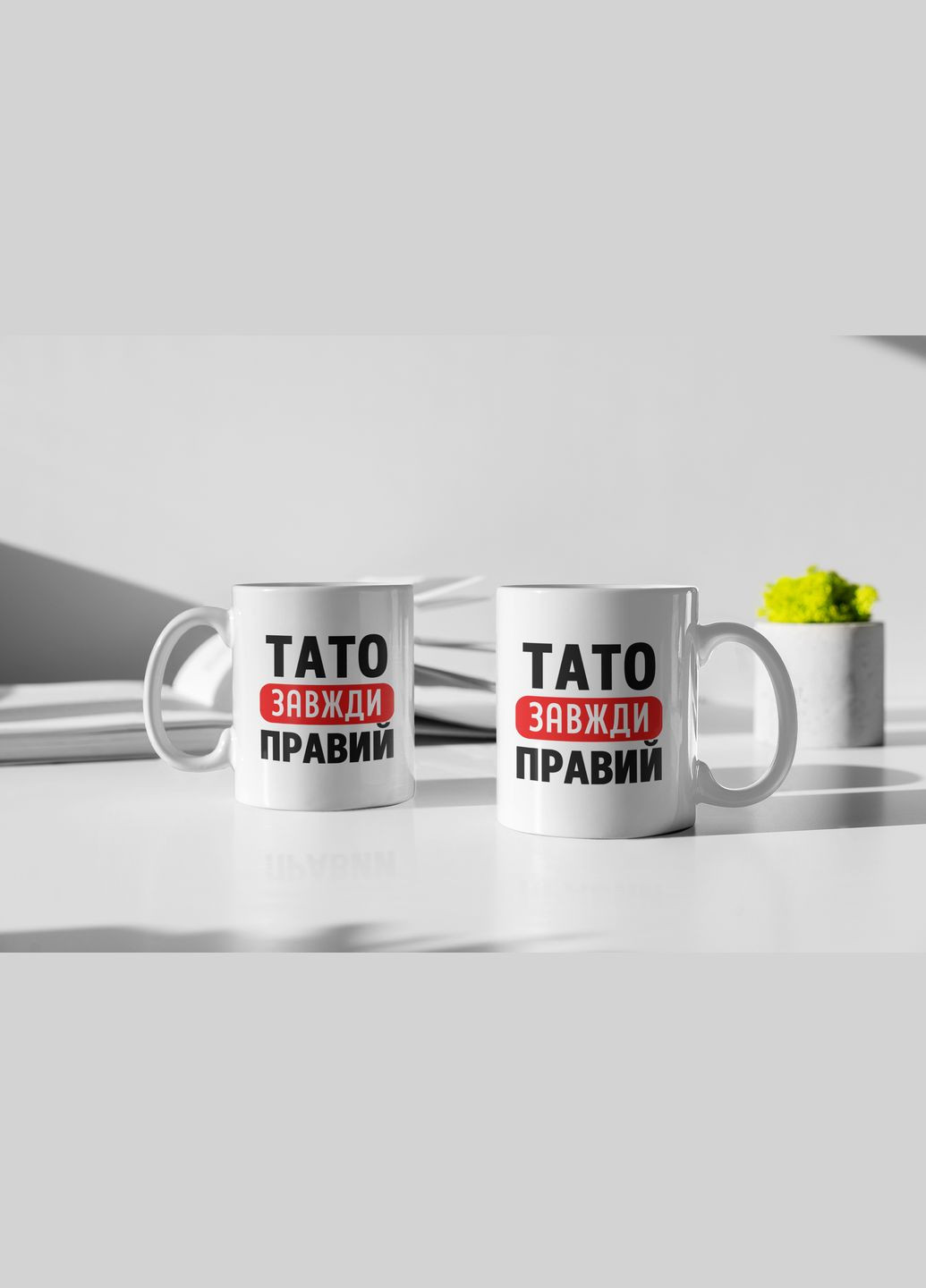 Чашка керамічна з принтом "Тато завжди Правий" 330 мл, біла No Brand (324262717)