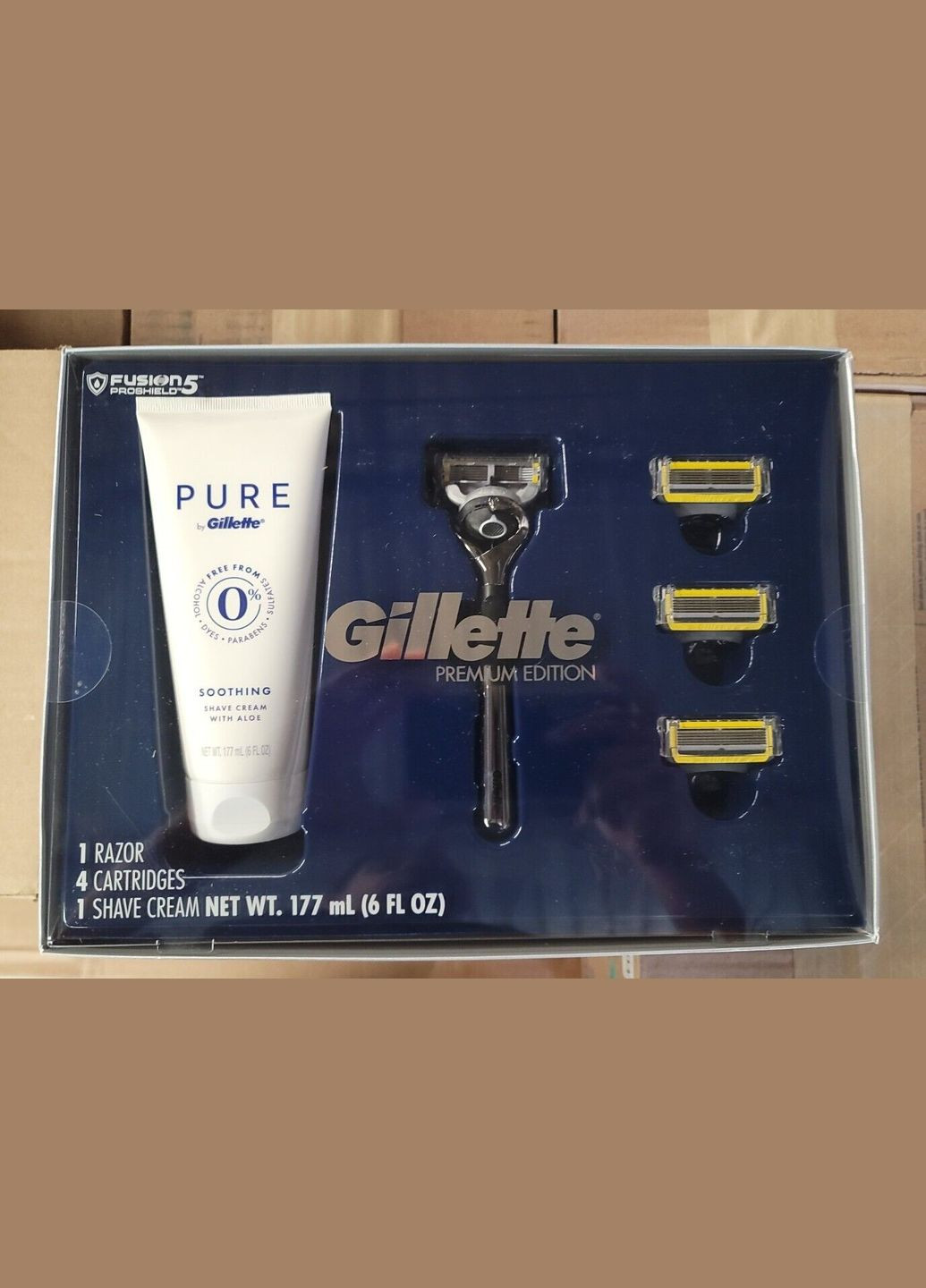 Подарочный набор для бритья Proglide Shield (1 станок 4 картриджа и крем для бритья 177 мл) Gillette (278773558)