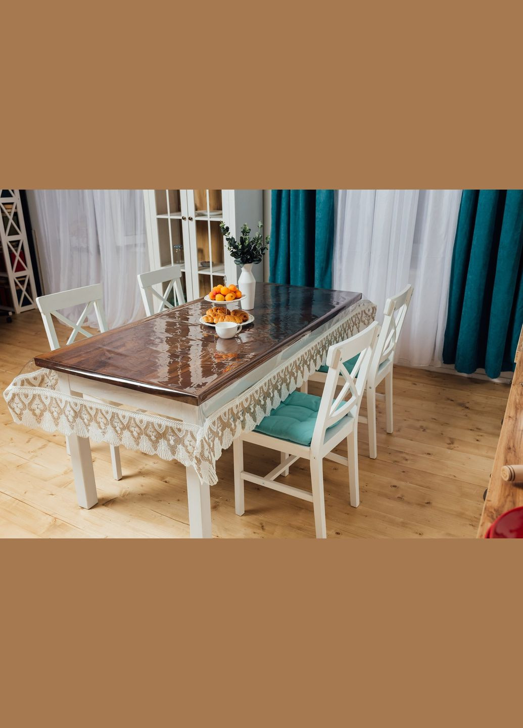 Силиконовая скатерть БелоКофейное Кружево 180x90см Royal House (315144149)