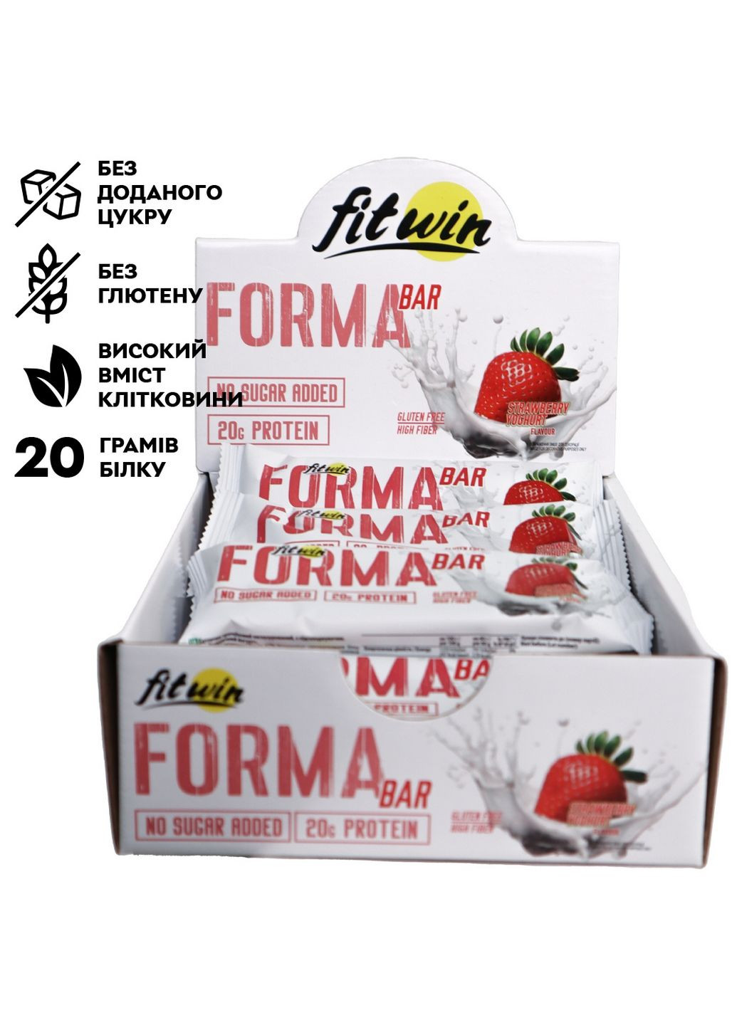 Батончик Forma Bar, 12x60 грам Полуничний йогурт FitWin (293421433)
