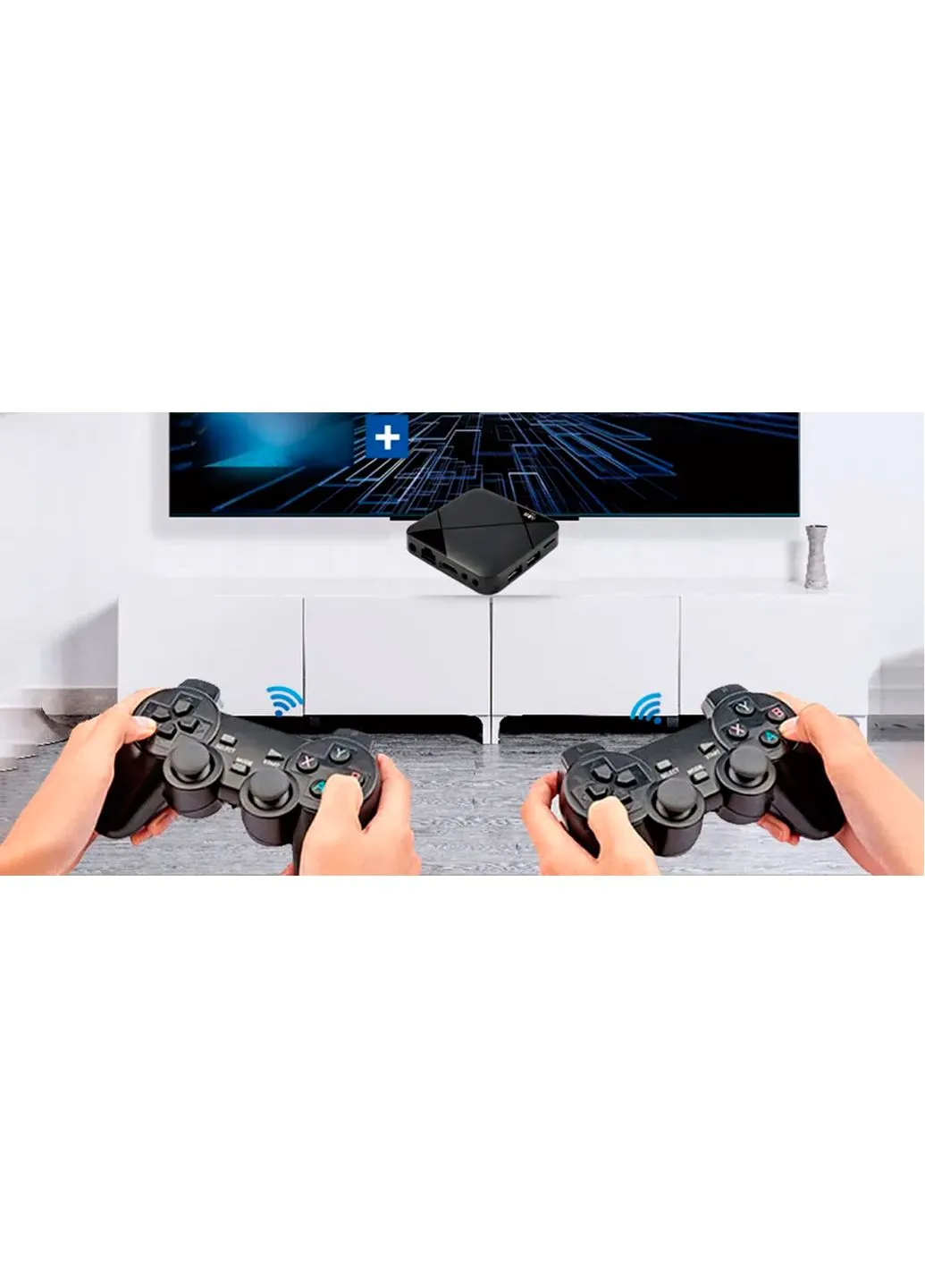 Ігрова ТВ-приставка M8 mini 4K на Android TV із вбудованим емулятором ретро-ігор та джойстиками BIG (393961821)