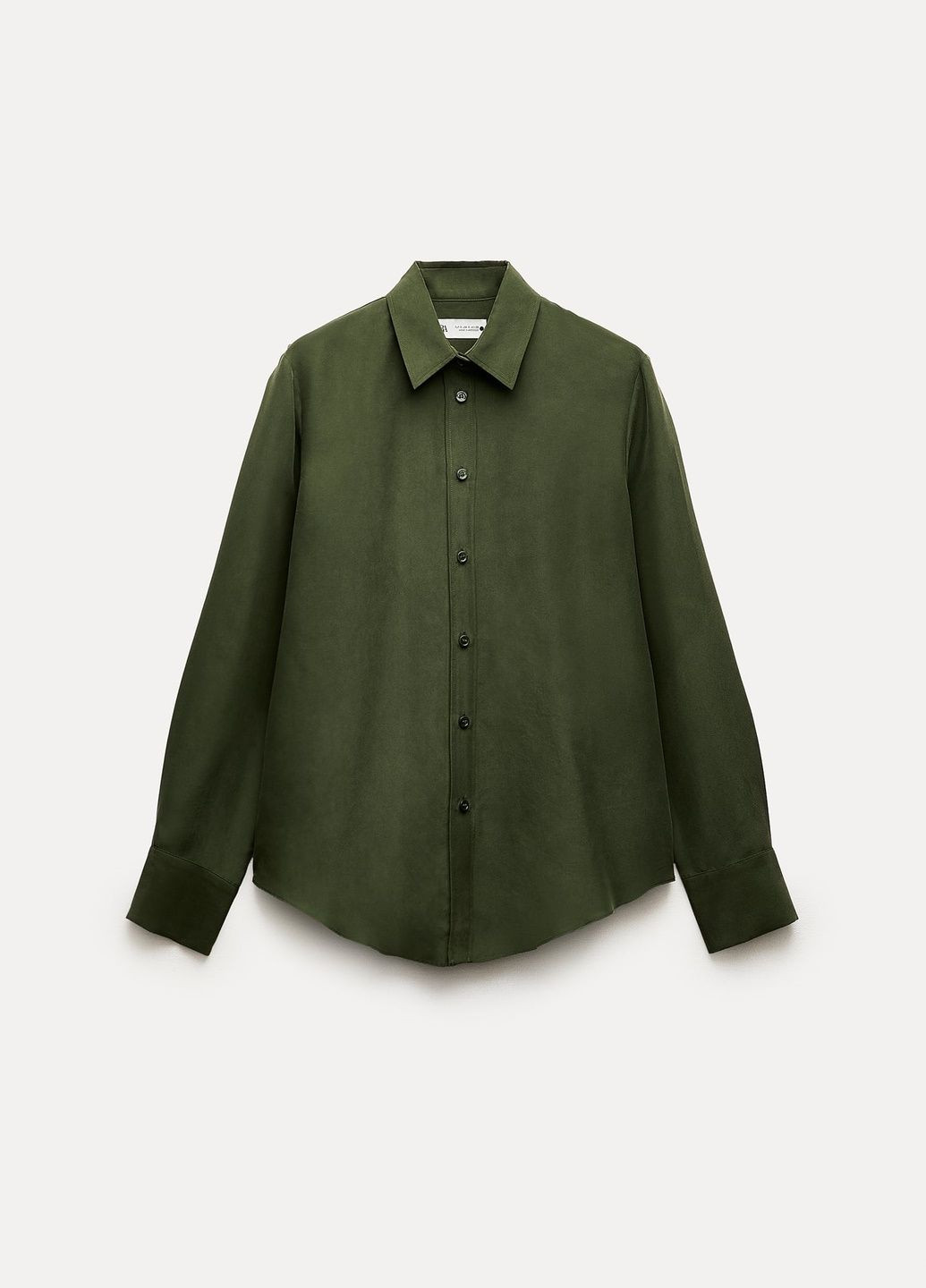 Зеленая классическая рубашка однотонная Zara