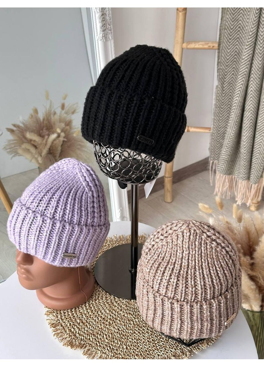 Женская шапка стильная красивая. Мужская шапка с двойным отворотом No Brand (362917710)