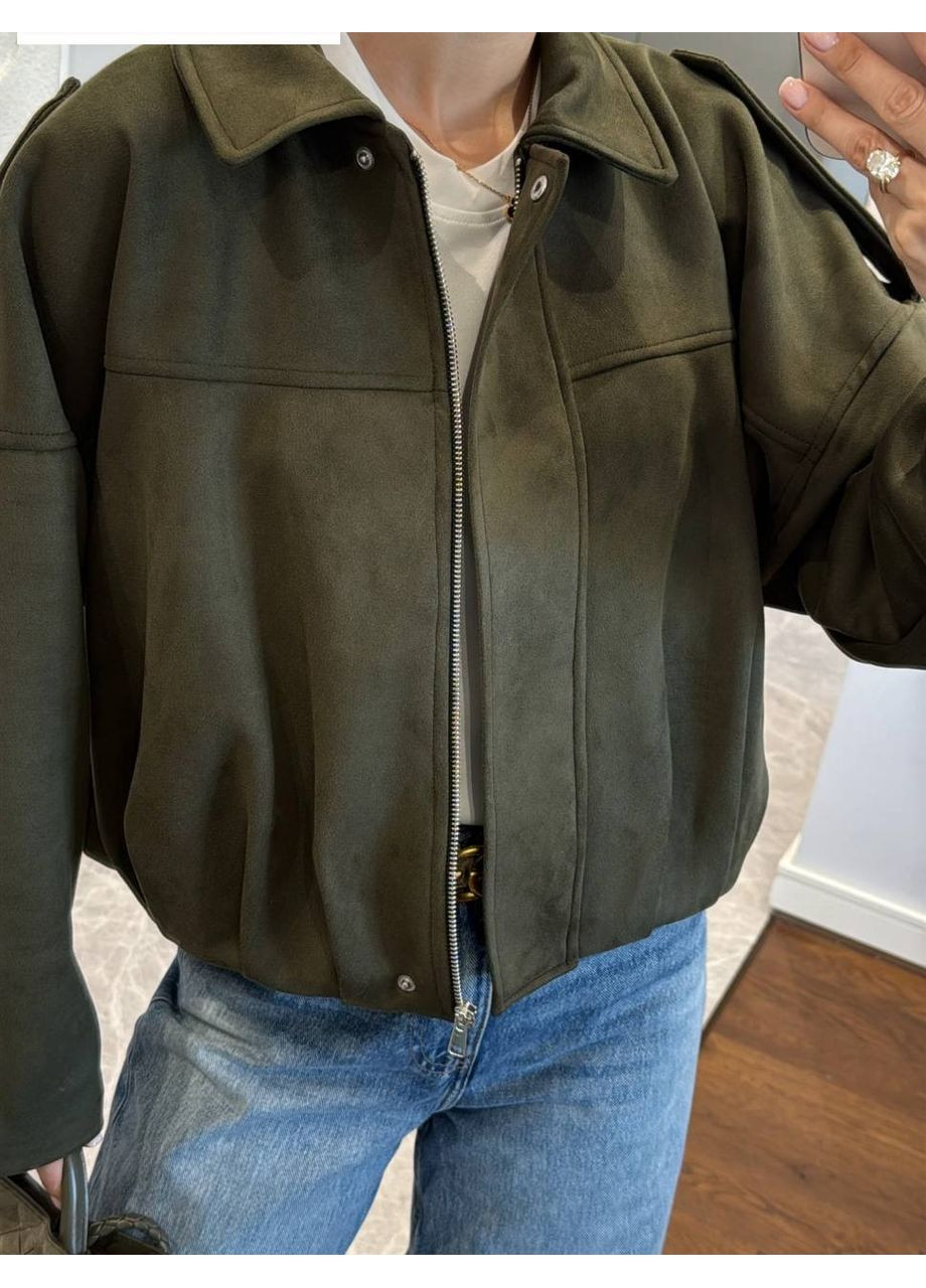 Жіночий замшевий бомбер на підкладці — заміри в описі DK/DL Мода без кордонів на блискавці (361832276)