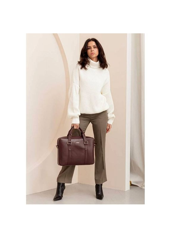 Сумка через плече жіноча для ноутбука та документів шкіряна Бордовий BlankNote (302007679)