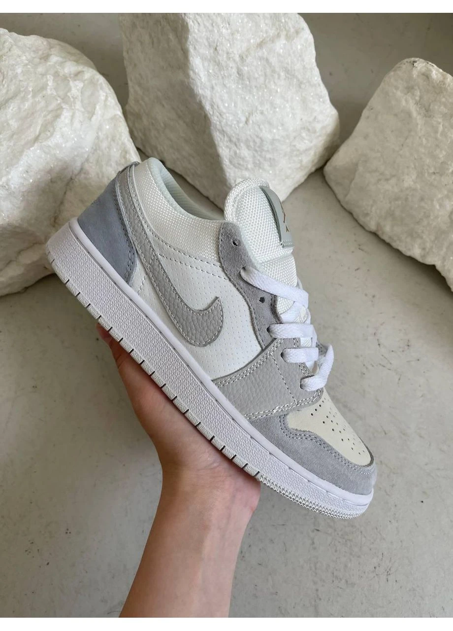 Серые летние кроссовки nike air jordan retro 1 low grey blue найк аир джордан No Brand