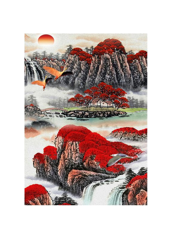 Алмазная мозаика для взрослых Горы и водопад хлопковая для творчества см JSDF81910 Strateg (362438218)