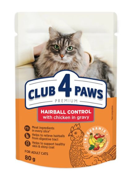 Влажный корм для котов Hairball Control 80 г B5612111 Club 4 Paws (329153324)