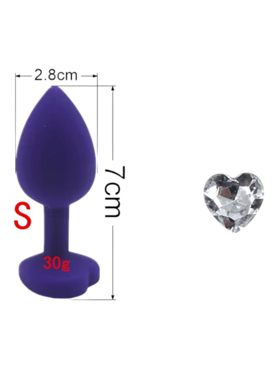 Анальная пробка маленькая силиконовая сердце с камнем Red Anal Plug Heart фиолетового цвета Размер S China (322167742)