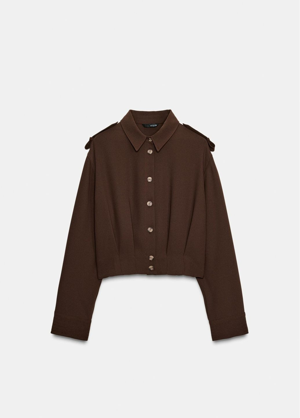 Коричневая повседневный рубашка однотонная Zara