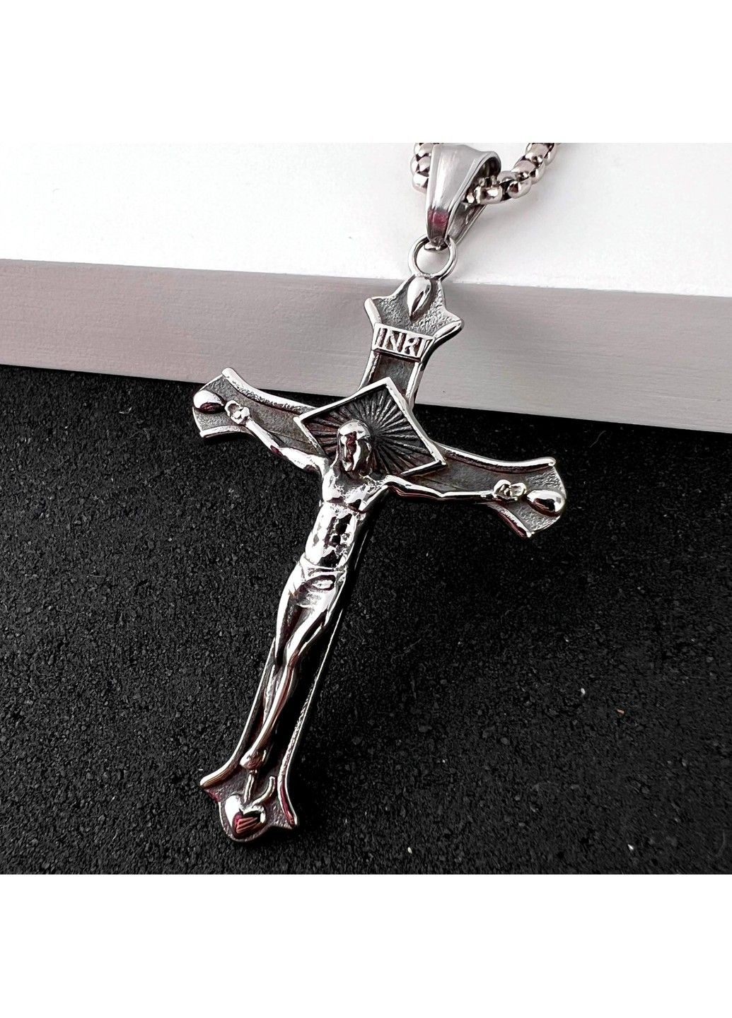Крестик с распятием из нержавеющей медицинской стали PSC-099 No Brand (351503729)