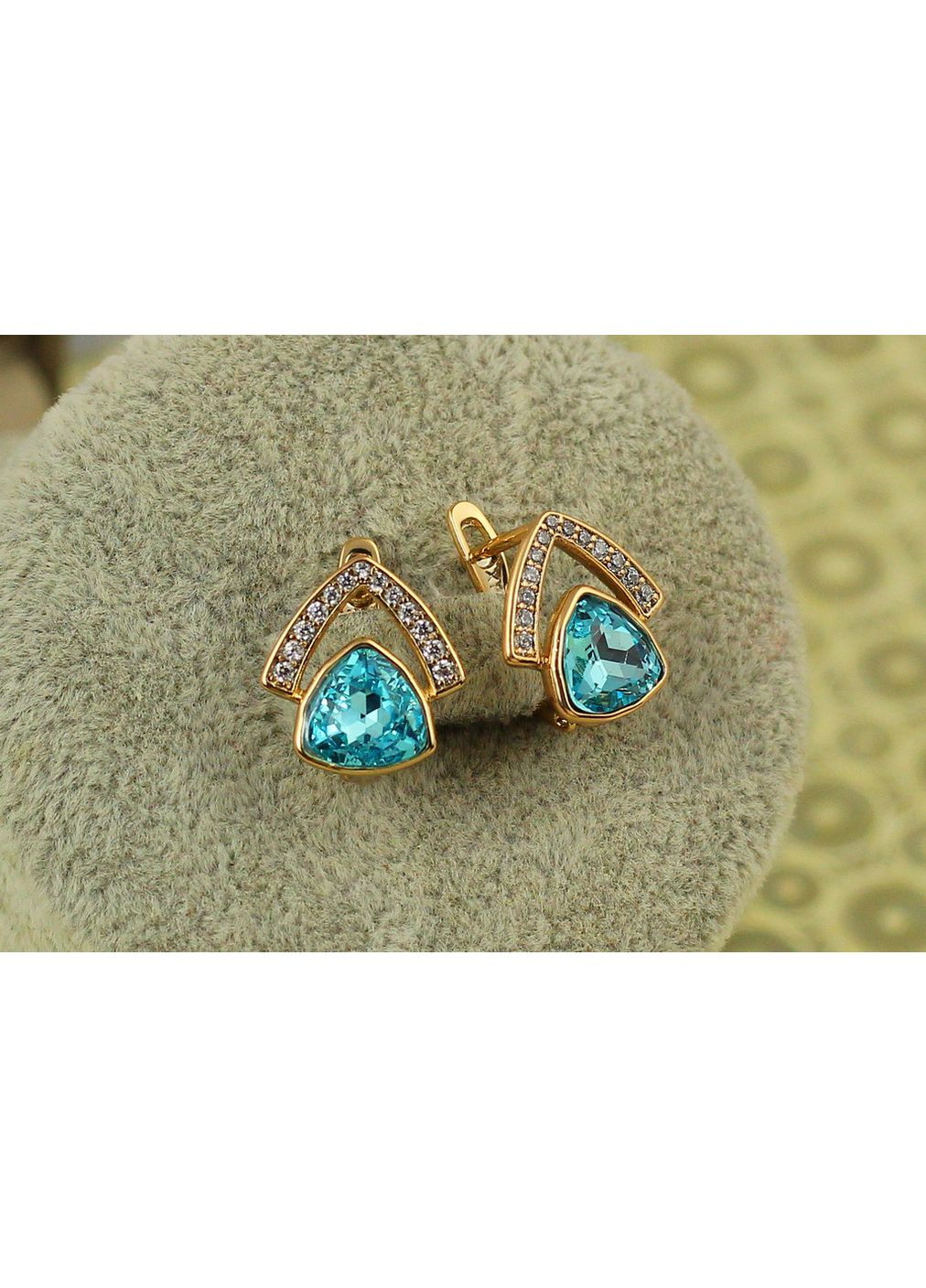 Серьги Сваровский домик с голубым камнем 1,4 см золотистые love-shopping Xuping Jewelry (355799065)