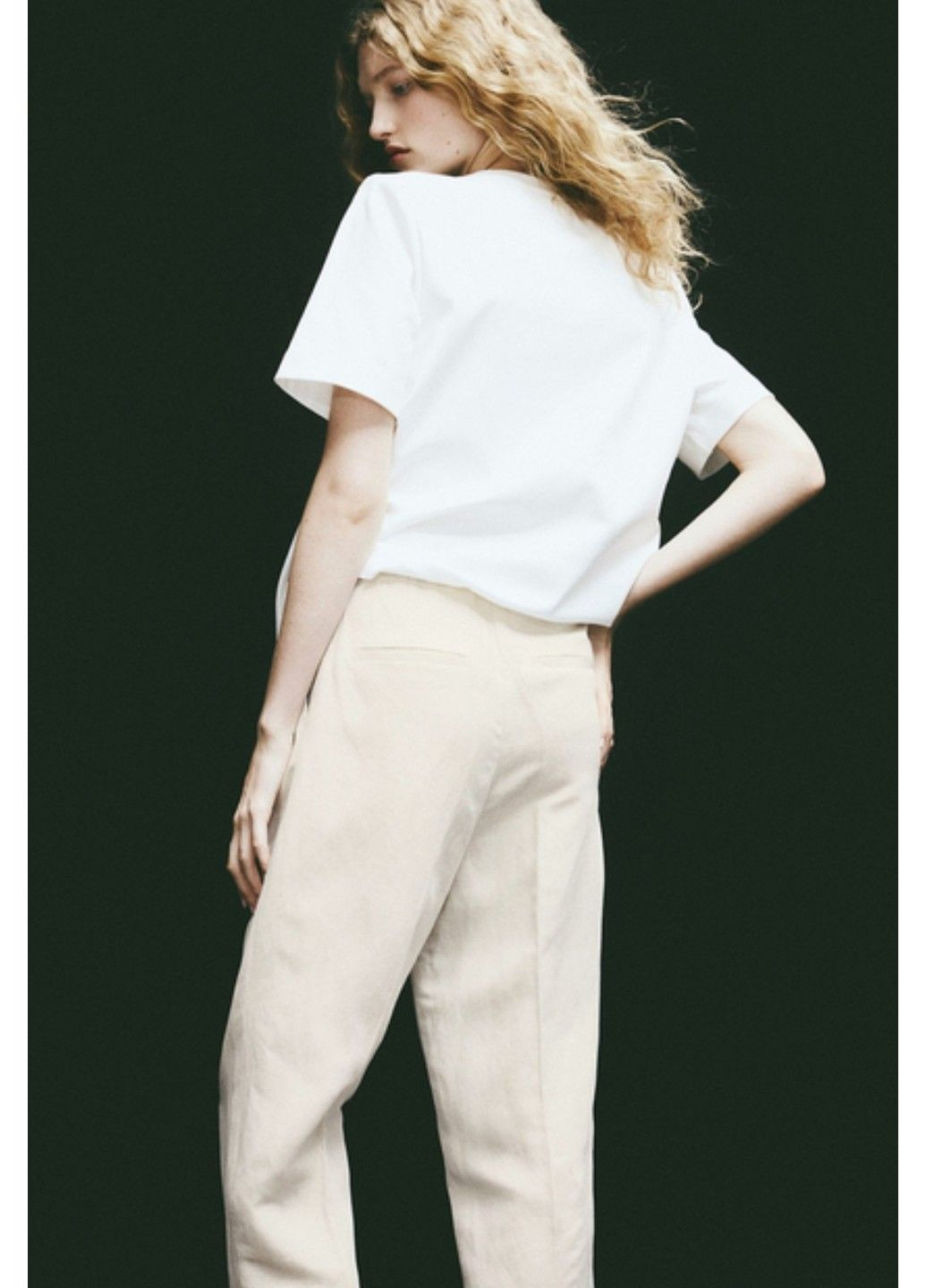 Жіночі звужені штани з лляної суміші Н&М (57026) XS Світло-бежеві H&M (292674281)