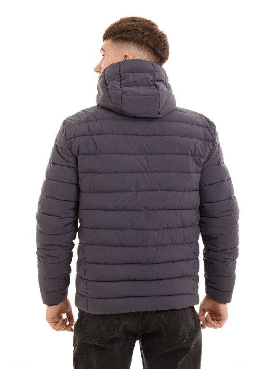 Темно-серая демисезонная стильная мужская куртка No Brand