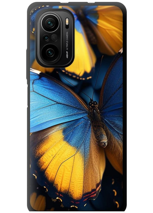 TPU чорний чохол 'Жовто-блакитні метелики' для Endorphone Xiaomi Poco F3 (285703332)