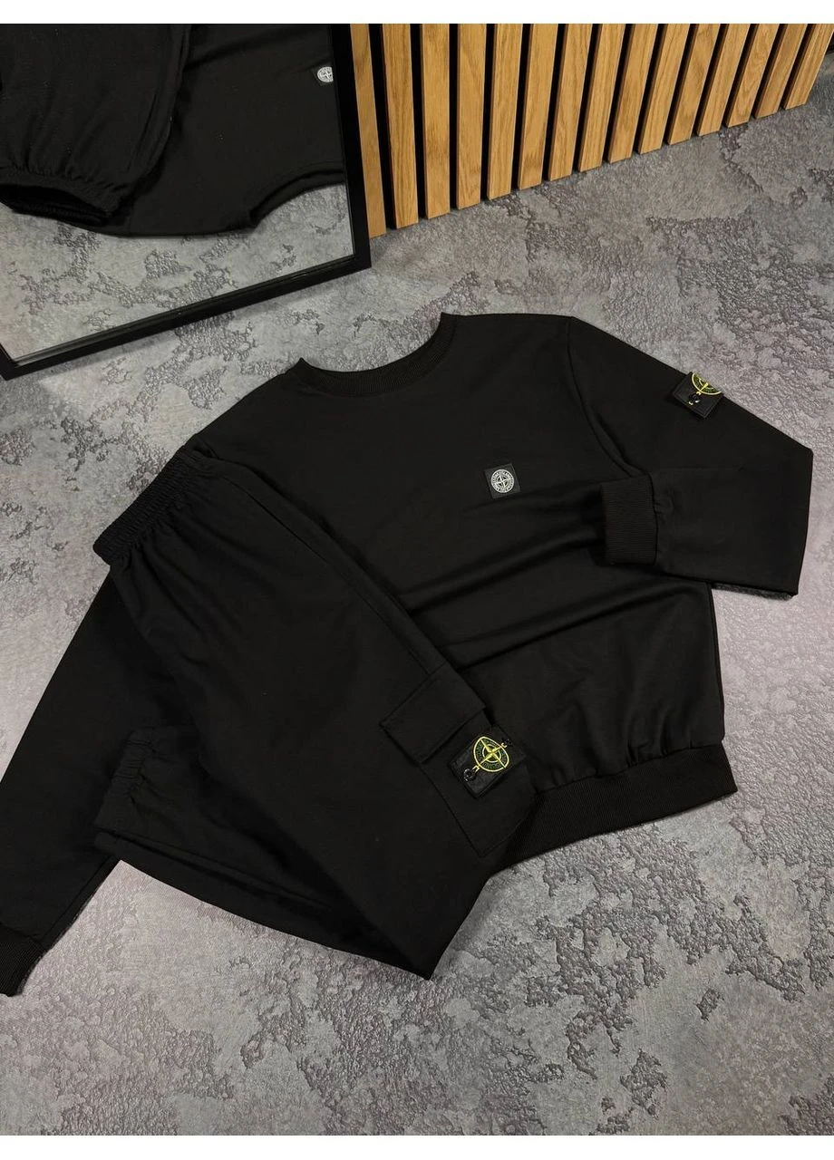 Костюм свитшот и штаны черный No Brand (390014522)
