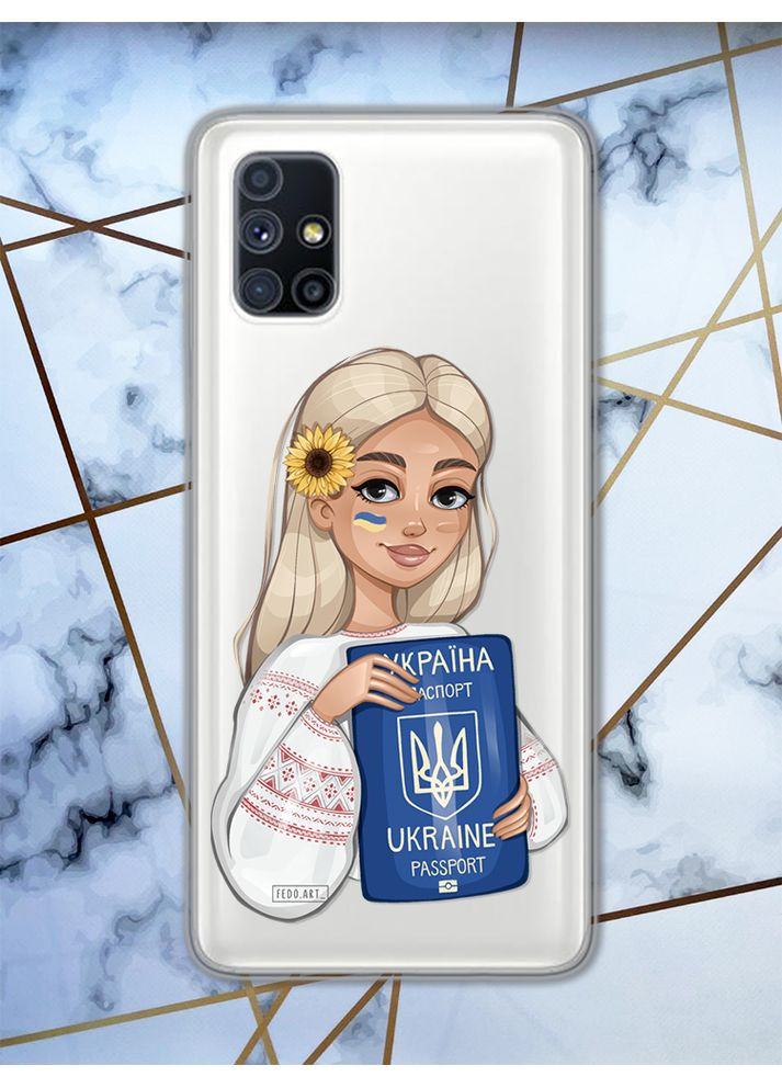 Прозорий чохол для Samsung Galaxy M51 з патріотичним дизайном "Дівчина з паспортом" принт 13 Creative (359486738)