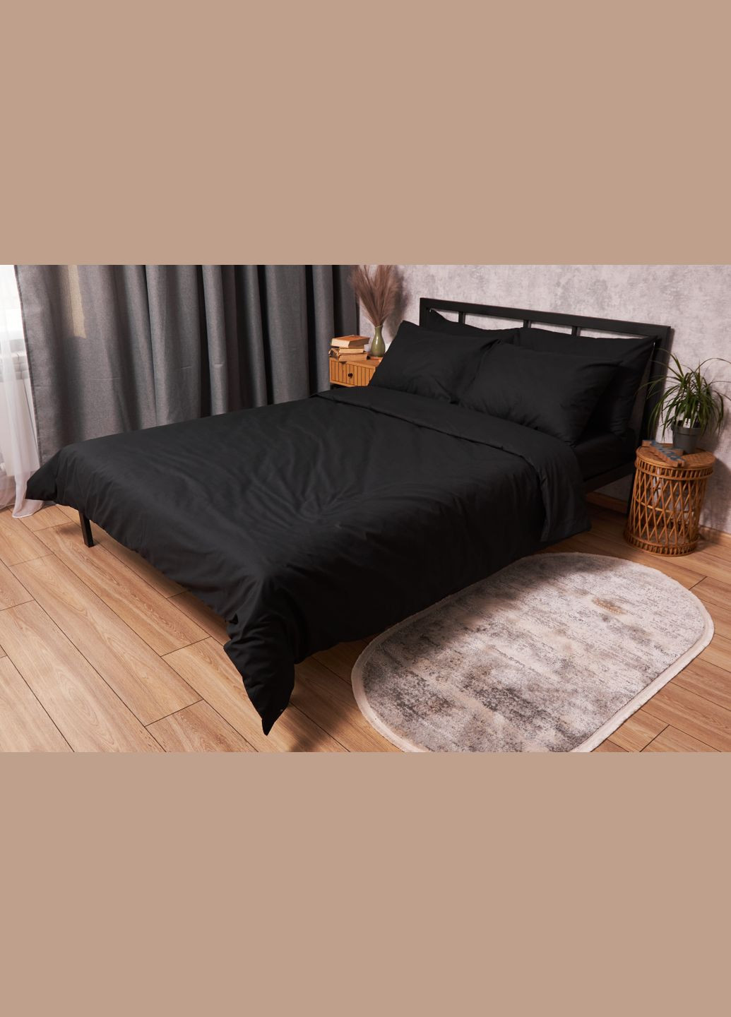 Комплект постільної білизни Бязь Gold Люкс сімейний 160х220х2 наволочки 4х50х70 (MS-820003008) Moon&Star Black (288043545)