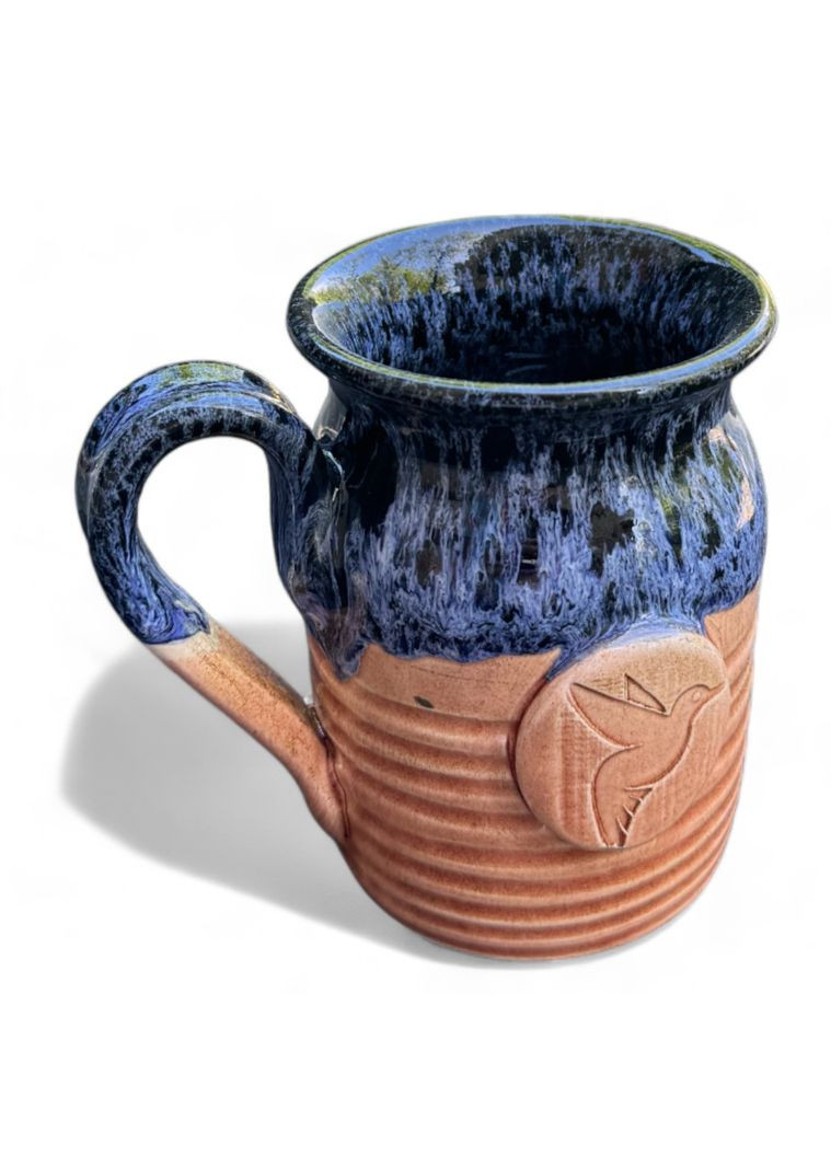 Чашка красно-синяя ручной работы Птичка Viking (292565326)
