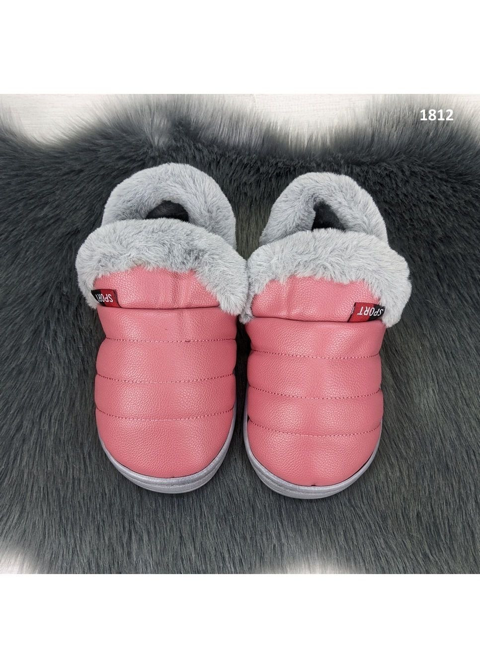 Пудровые тапочки чуни детские эко-кожа Lion