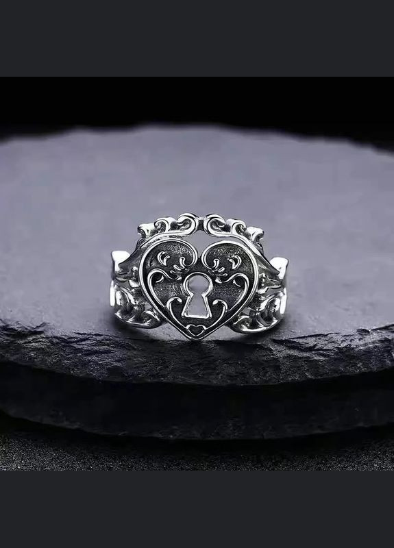 Дизайнерська каблучка жіноча Замок від твого Серця срібляста розмір регульований Fashion Jewelry (292861962)