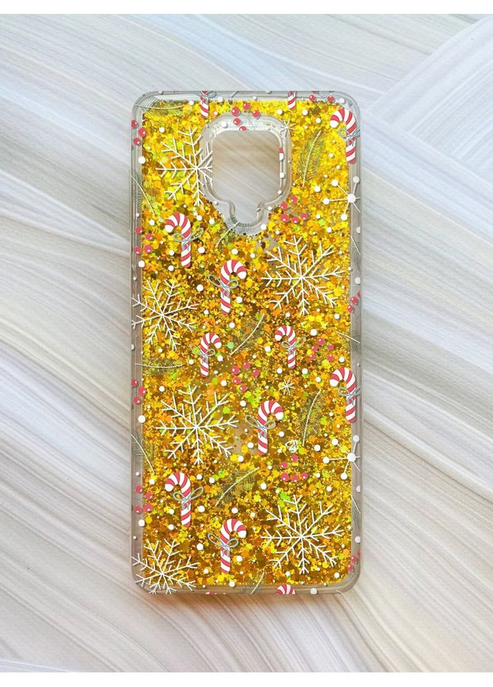 Чохол з плаваючими блискітками для Xiaomi Redmi Note 9 Pro/9 Pro Max/9S Золотий Новорічний фон (принт 199) CASE CONTROL (362969488)