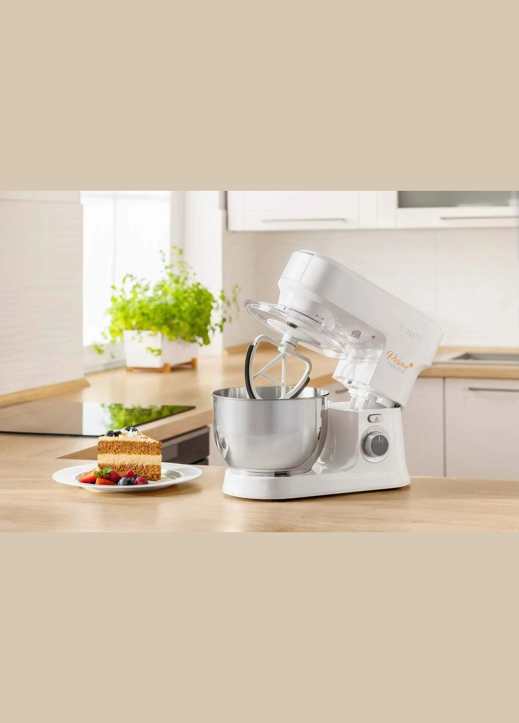 Кухонная машина 1000Вт, чаша-металл, корпус-пластик, насадок-12, белый Sencor (342113953)