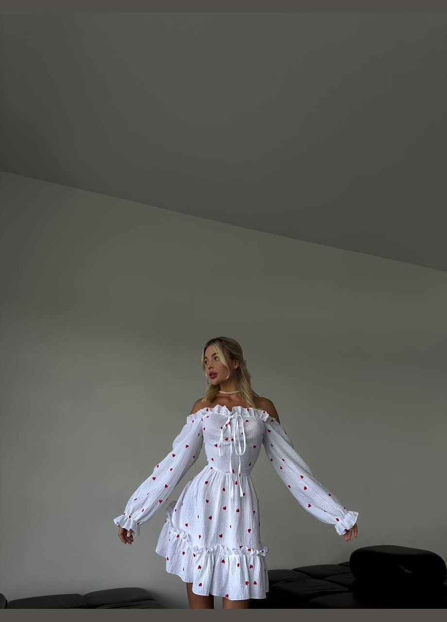 Белое повседневный мини платье из муслина Adelante с цветочным принтом