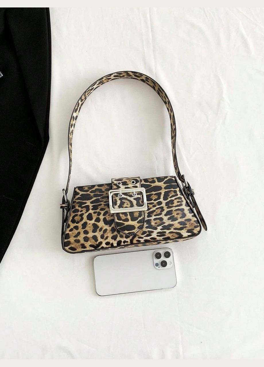 Женская сумка 10418 багет леопардовая бежевая No Brand (326487627)