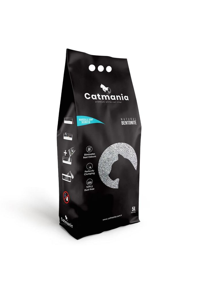 Бентонитовый наполнитель для котов Марсельское мыло + бирюзовые гранулы, 5 л Catmania (278308600)