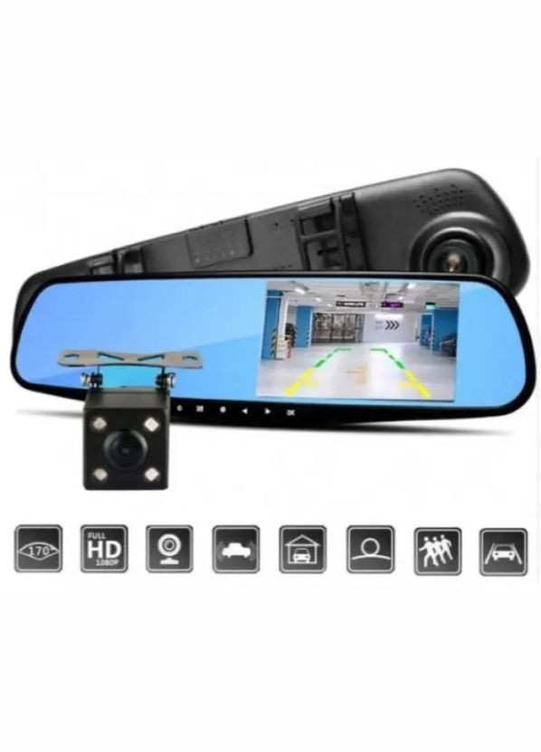 Відеореєстратор-дзеркало автомобільний Blackboх DVR AK47 з камерою заднього виду No Brand (291162701)