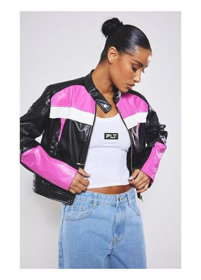 Комбинированная демисезонная куртка байкерская PrettyLittleThing Biker Jacket