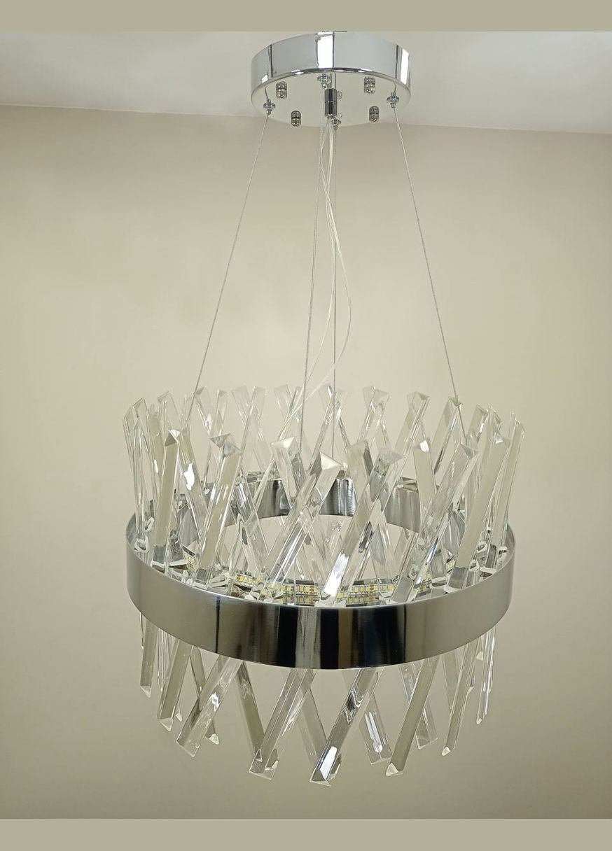 Серебряная led 40 см круглая люстра (909-LXL3009 CR) No Brand (370070294)