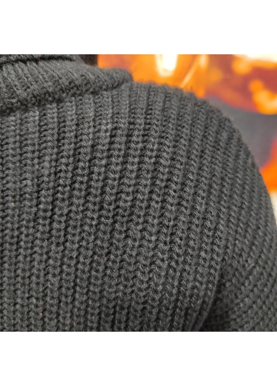 Чорний демісезонний светр жіночий трикотаж довгий прямий косичка 48/50 No Brand