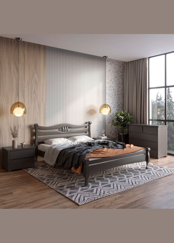 Двуспальная деревянная кровать Даллас (RAL9011) 140х190 см (MBG-5904) Mebigrand (368281575)