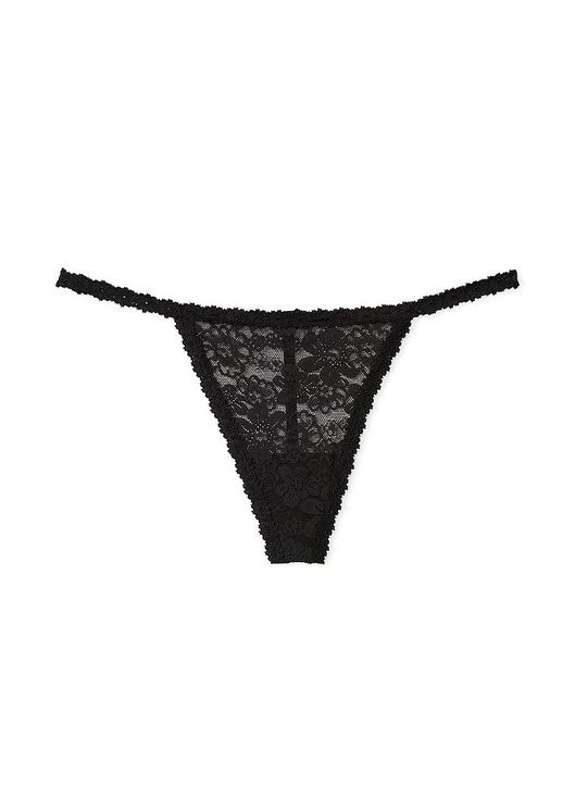 Трусики-стринги жіночі PINK Wink V-String Panty чорні Victoria's Secret (314769472)