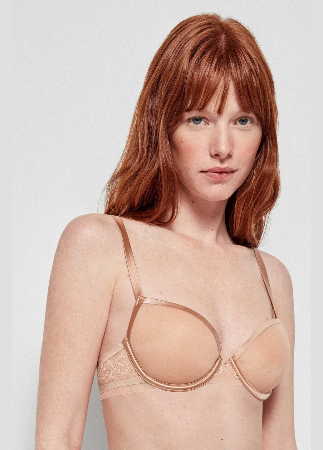 Бежевий балконет гладкий бюстгальтер на кісточках Gisela без кісточок