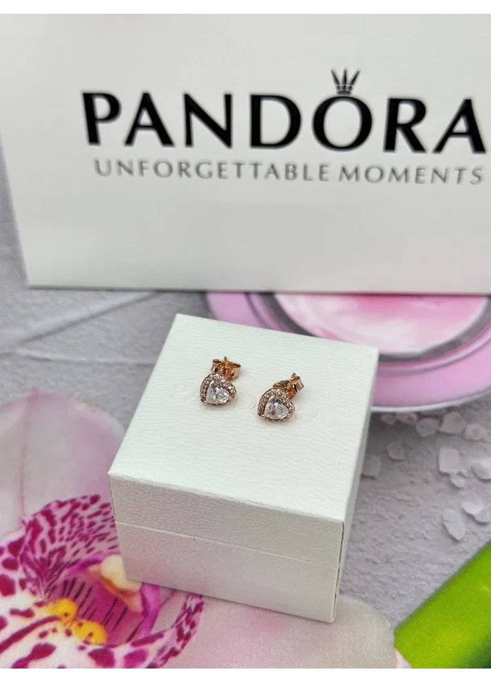 Серебряные серьги-кольца Пандора "Блестящее рельефное сердце" 288427C01 Kabluchka (355347829)