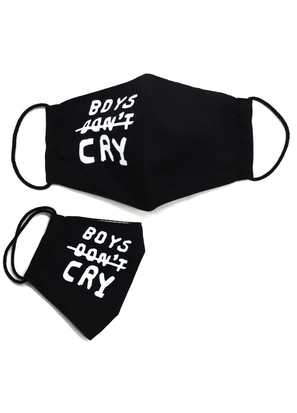 Многоразовая 4-х слойная защитная маска "Boys don't cry" размер 3, 7-14 лет, черная MIC (294726570)